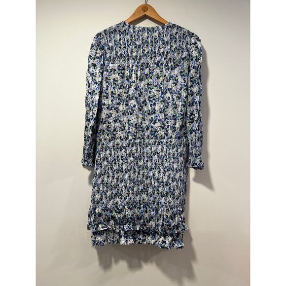 Veronica Beard Darrah Dress Smocked Blue Floral Sz 14 - Picture 3 of 7